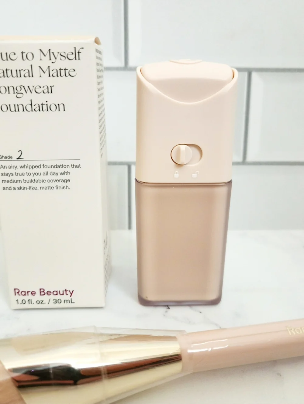 Rare Beauty True To Myself Natural Matte Longwear Foundation (Shade 2) & Brush